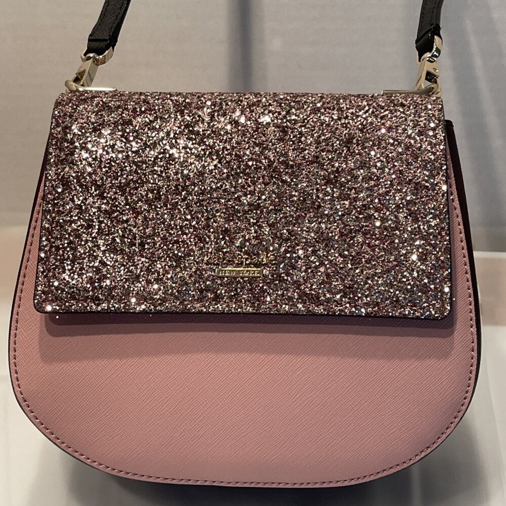 NWT Kate Spade CAMERON STREET GLITTER Pink & Brown BYRDIE Crossbody Bag‎ HANDBAG